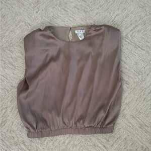 TCEC Brown and Pink Blouse with Blouson Hem